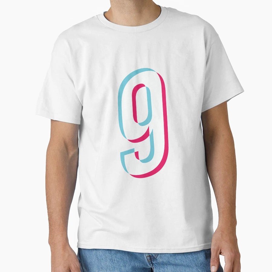 Number 9 Tik Tok Glitch Effect Blue T-Shirt - Novelty Apparel Men Women - T-Shirt, Sweatshirt, Hoodie