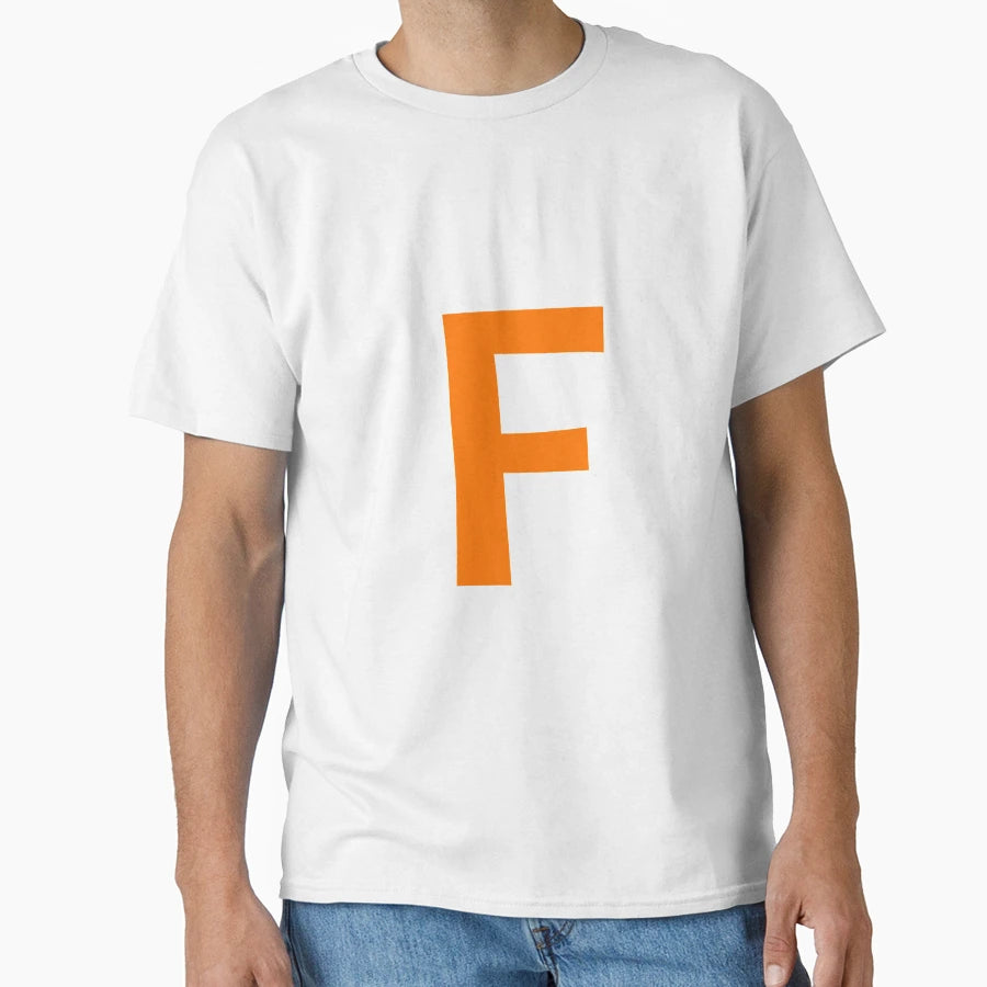 Orange Color Letter F T-Shirt - Minimalist Print Unisex - T-Shirt, Sweatshirt, Hoodie