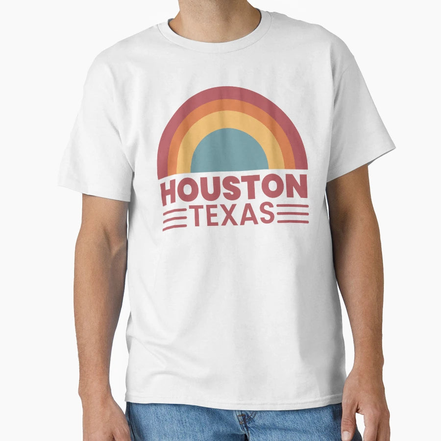 Houston Texas Rainbow Sunset T-Shirt - Unique Graphic for Adults - T-Shirt, Sweatshirt, Hoodie