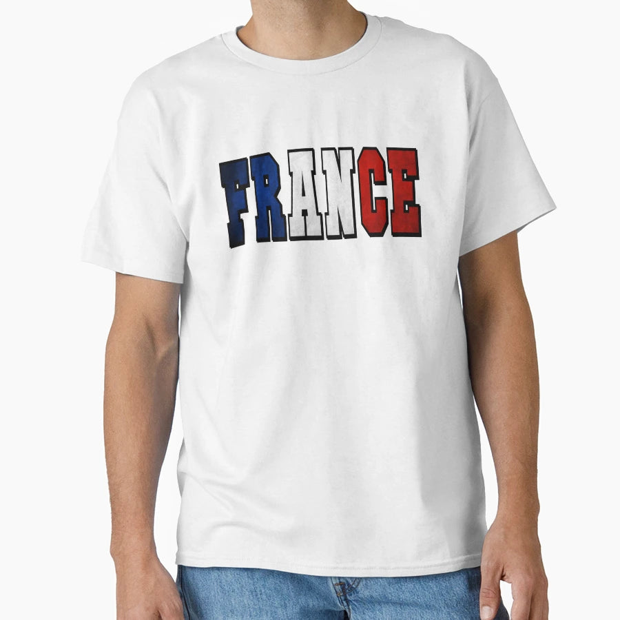 France Country Flag Typography T-Shirt - Novelty Apparel for Adults - T-Shirt, Sweatshirt, Hoodie
