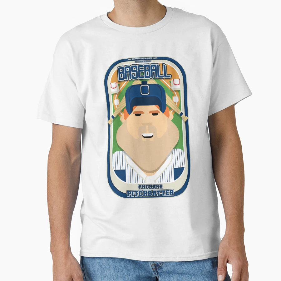 Baseball Blue Pinstripes Rhubarb T-Shirt - Casual Everyday Wear Unisex - T-Shirt, Sweatshirt, Hoodie