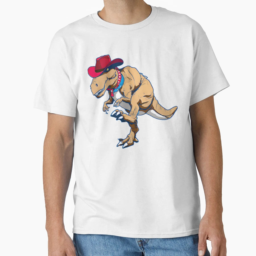 Cowboy Dinosaur T Rex Ai Original Art T-Shirt - Trendy Graphic for Adults - T-Shirt, Sweatshirt, Hoodie