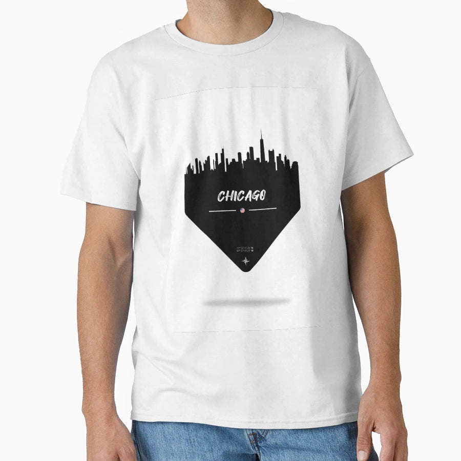 Chicago Usa Skyline Silhouette T-Shirt - Aesthetic Graphic for Adults - T-Shirt, Sweatshirt, Hoodie