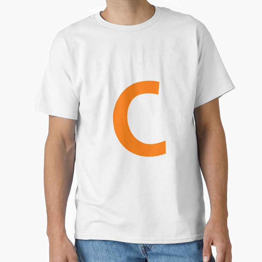Orange Color Letter C T-Shirt - Minimalist Print Men Women - T-Shirt, Sweatshirt, Hoodie