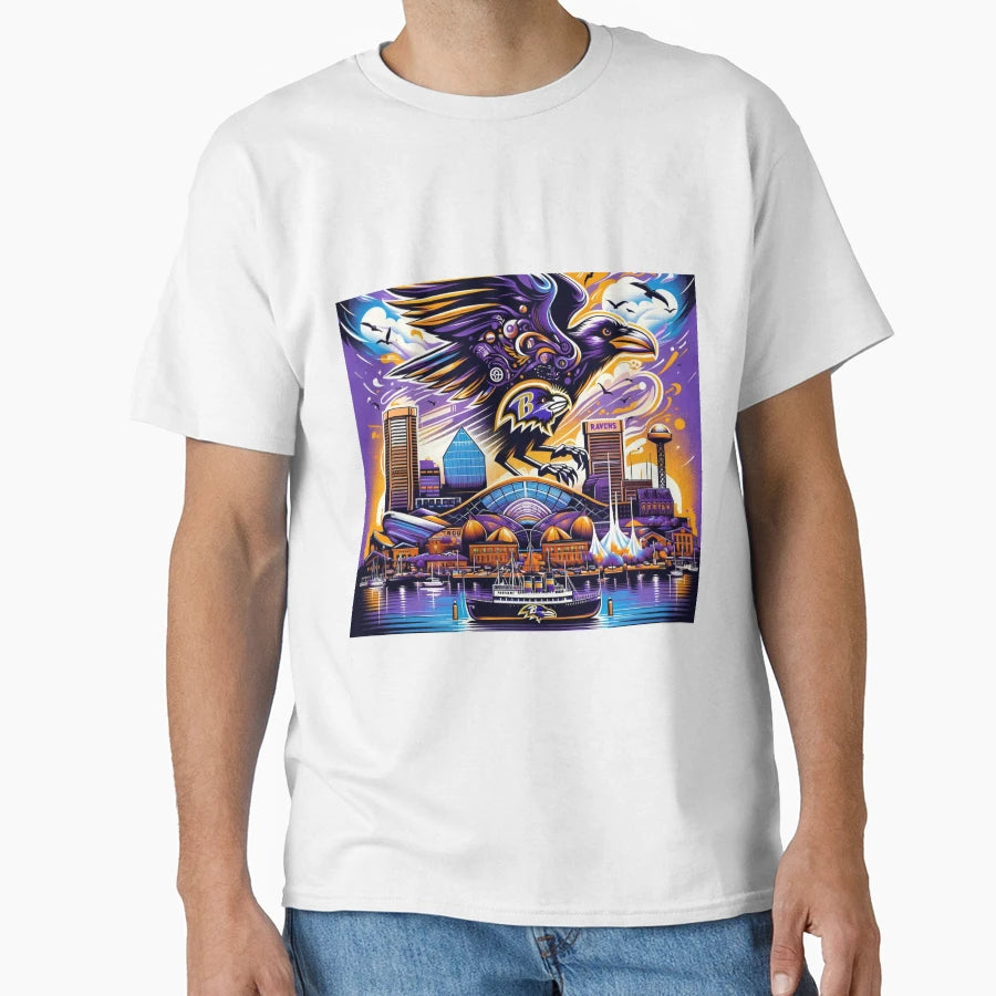 Baltimore Ravens Cityscape Artwork T-Shirt - Streetwear Style Men Women - T-Shirt, Sweatshirt, Hoodie