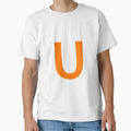 Orange Color Letter U T-Shirt - Minimalist Print Men Women - T-Shirt, Sweatshirt, Hoodie