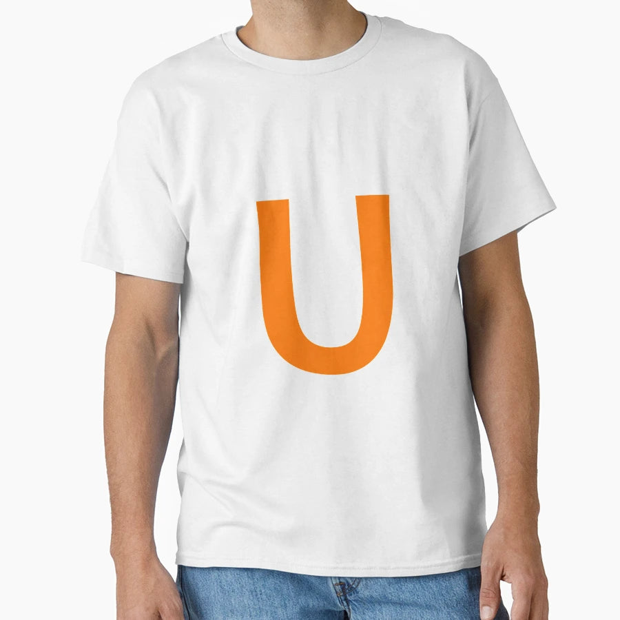 Orange Color Letter U T-Shirt - Minimalist Print Men Women - T-Shirt, Sweatshirt, Hoodie