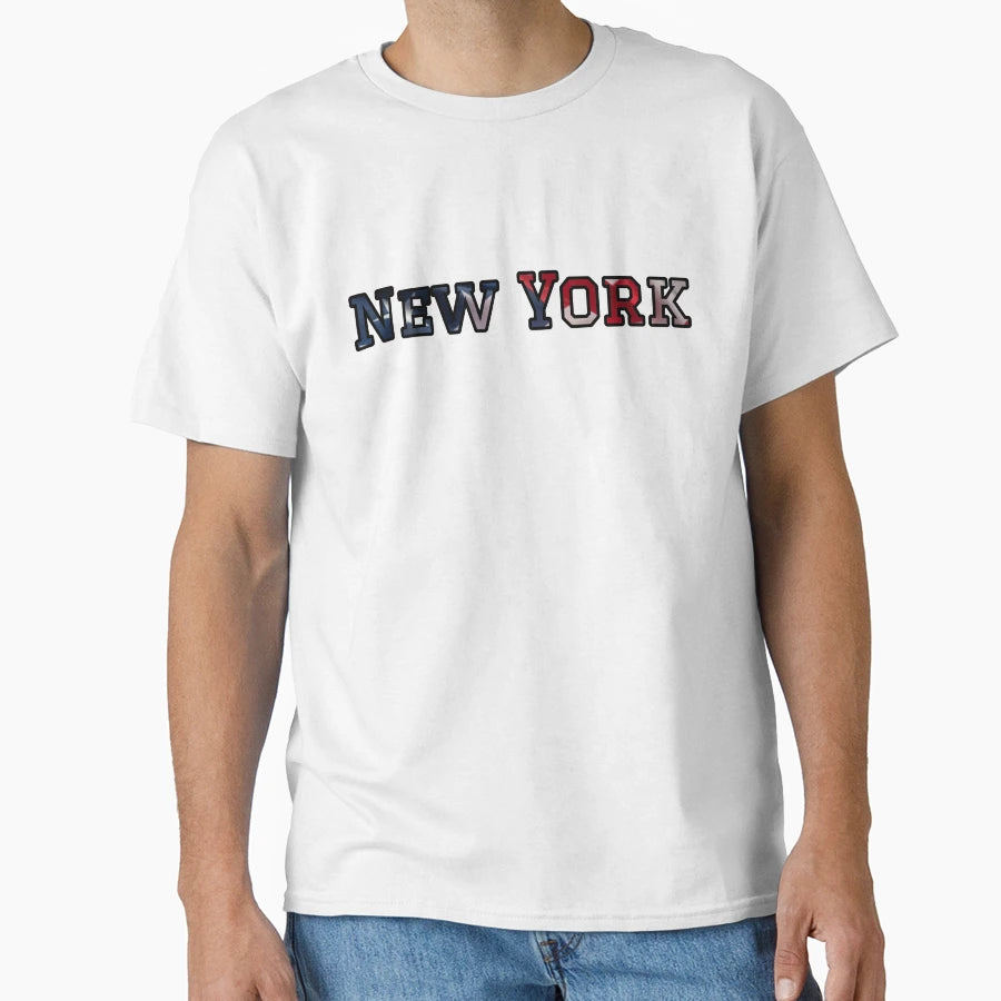 New York Usa Flag Typography Stars And T-Shirt - Graphic Print for Adults - T-Shirt, Sweatshirt, Hoodie