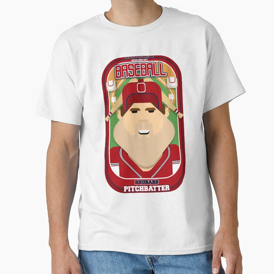 Baseball Red Blue White Rhubarb T-Shirt - Streetwear Style for Adults - T-Shirt, Sweatshirt, Hoodie