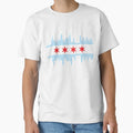 Chicago Skyline Flag T-Shirt - Unique Graphic for Adults - T-Shirt, Sweatshirt, Hoodie