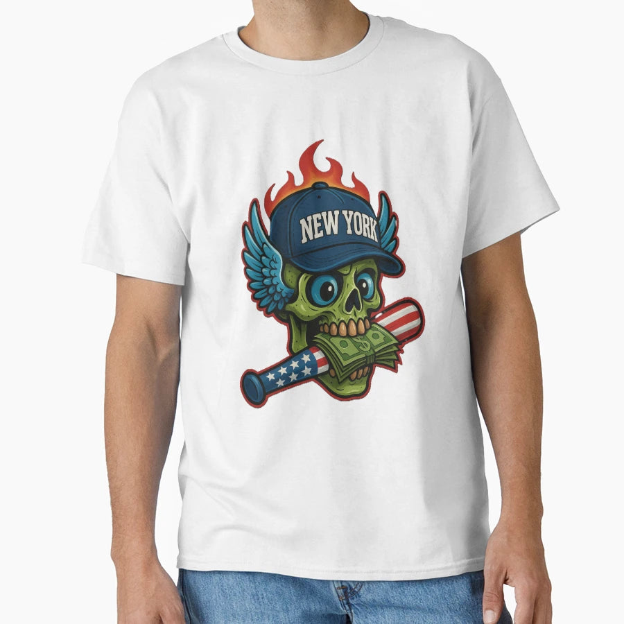 New York Skull Hustler T-Shirt - Aesthetic Graphic for Adults - T-Shirt, Sweatshirt, Hoodie