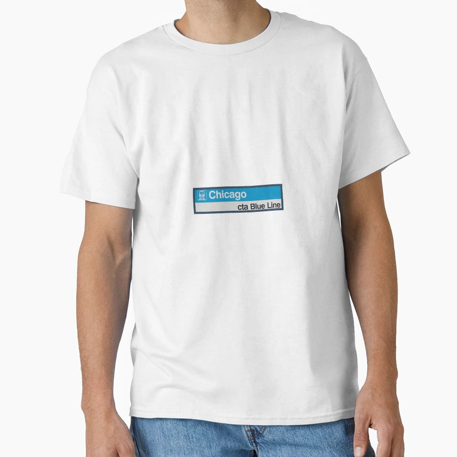 Cta Chicago Blue Line Sign T-Shirt - Fun Novelty Design for Adults - T-Shirt, Sweatshirt, Hoodie