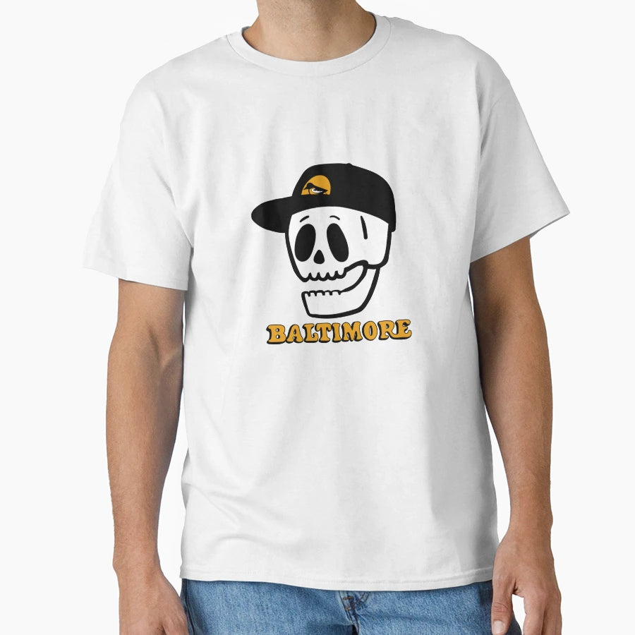 Baltimore Skull Hat T-Shirt - Graphic Print for Adults - T-Shirt, Sweatshirt, Hoodie