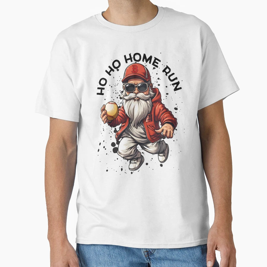 Ho Ho Home Run Baseball Santa T-Shirt - Novelty Apparel Men Women - T-Shirt, Sweatshirt, Hoodie