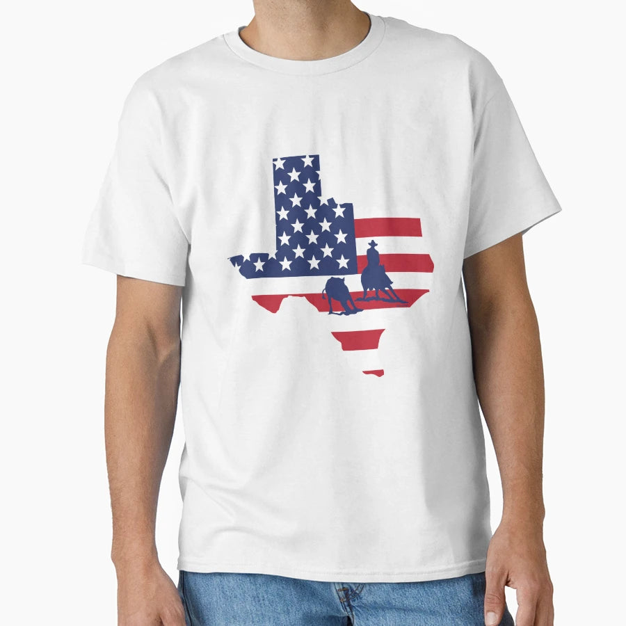 Cutting Horse Texas Patriotic Usa Flag T-Shirt - Unique Graphic for Adults - T-Shirt, Sweatshirt, Hoodie