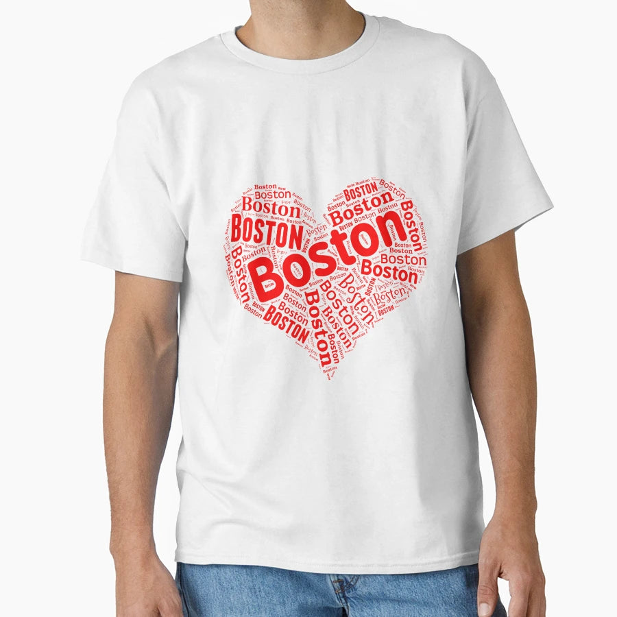 Boston Red Heart T-Shirt - Custom Art Print Men Women - T-Shirt, Sweatshirt, Hoodie