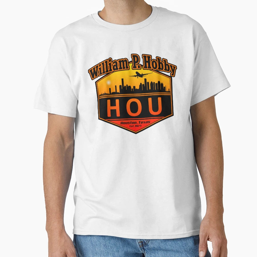 William P Hobby Airport Code T-Shirt - Custom Art Print Unisex - T-Shirt, Sweatshirt, Hoodie