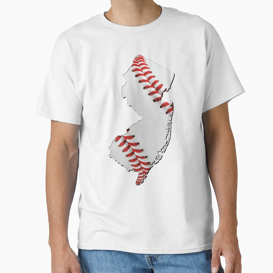 New Jersey Usa Map Real Baseball T-Shirt - Minimalist Print Men Women - T-Shirt, Sweatshirt, Hoodie