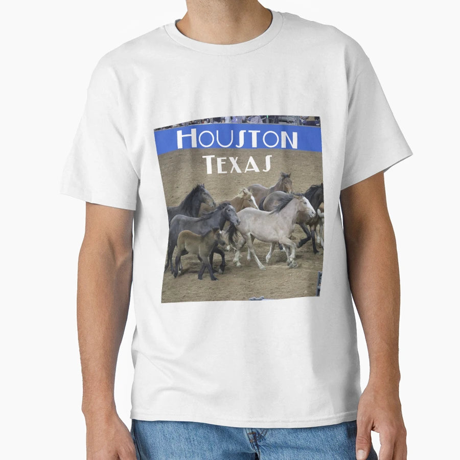 Downtown Houston Cultural Event Horses T-Shirt - Trendy Graphic Unisex - T-Shirt, Sweatshirt, Hoodie