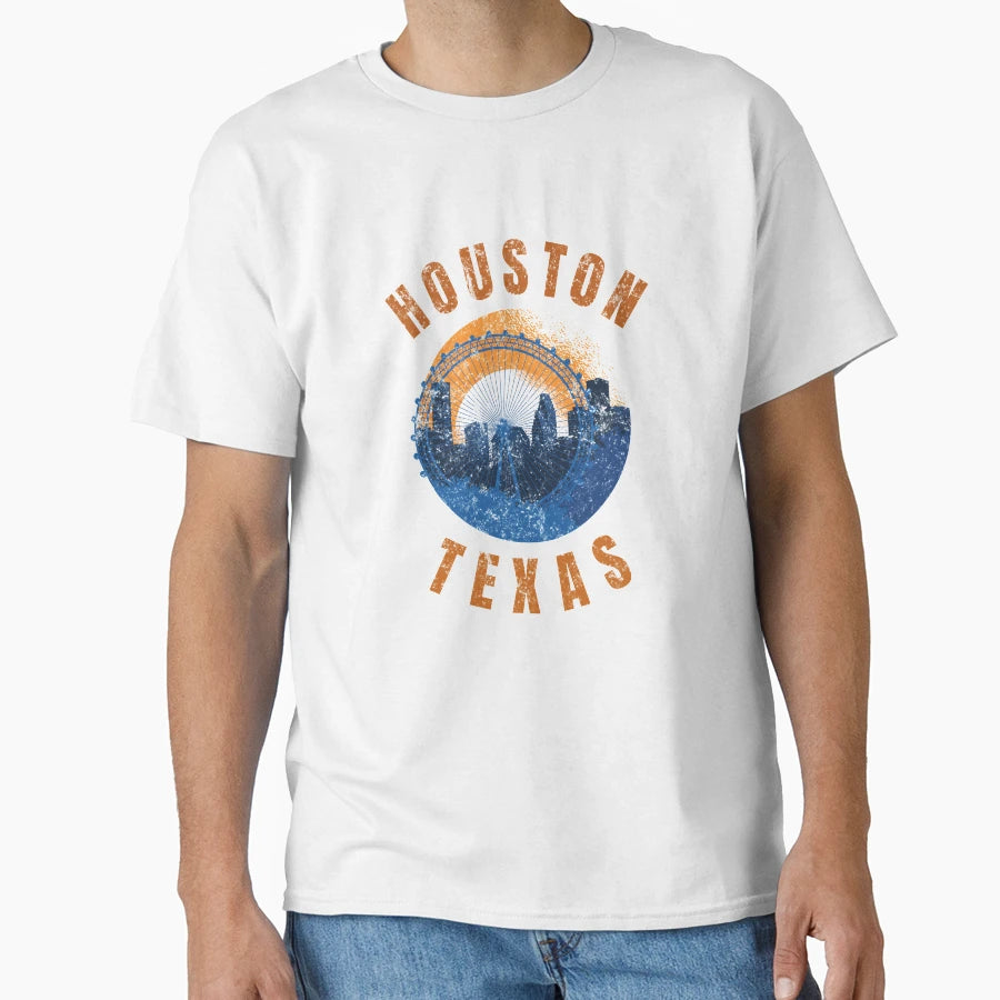 Weathered Houston Texas Skyline T-Shirt - Casual Everyday Wear Unisex - T-Shirt, Sweatshirt, Hoodie