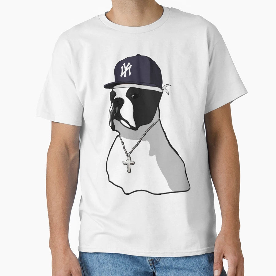 Hat French Bulldog New York Gold T-Shirt - Minimalist Print Men Women - T-Shirt, Sweatshirt, Hoodie