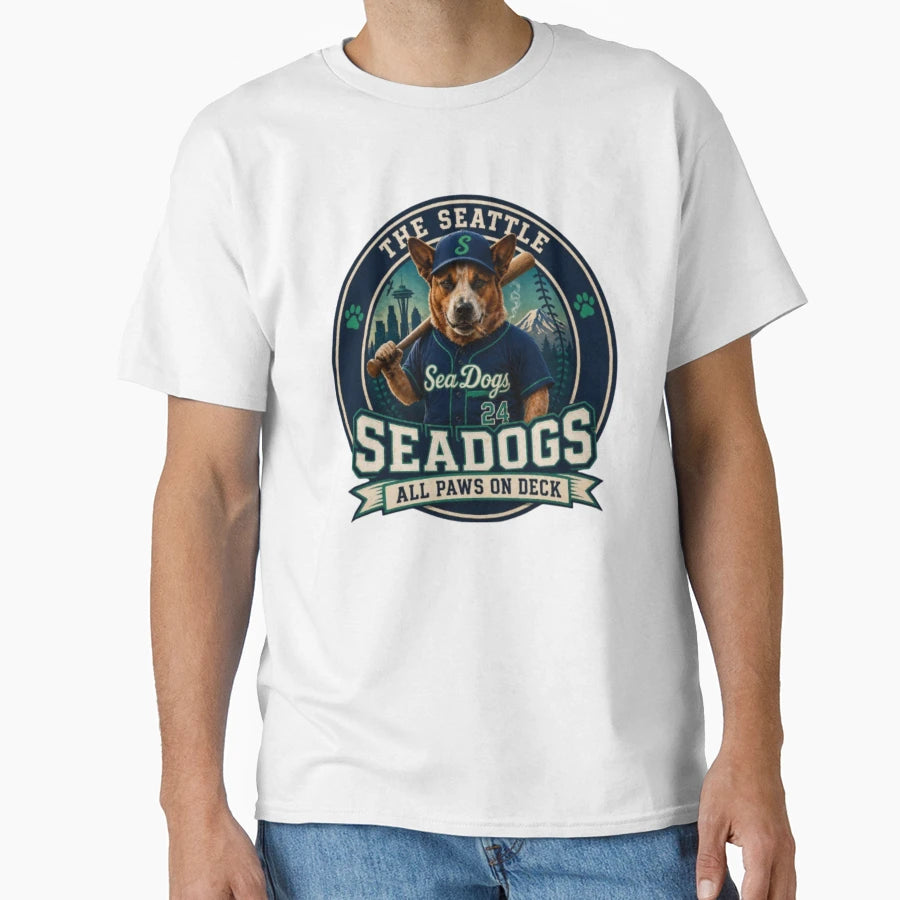 Cash Seadogs Baseball Player Dog T-Shirt - Fun Novelty Design Men Women - T-Shirt, Sweatshirt, Hoodie