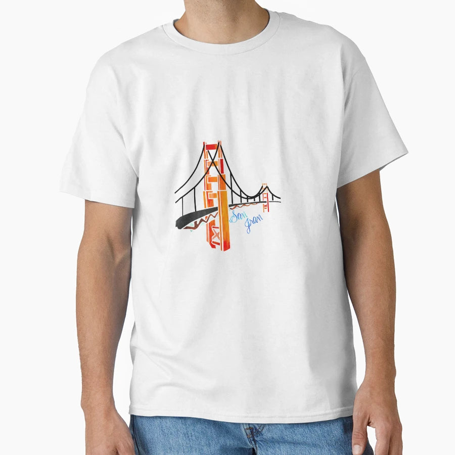 Watercolor Golden Gate Bridge T-Shirt - Unique Graphic for Adults - T-Shirt, Sweatshirt, Hoodie