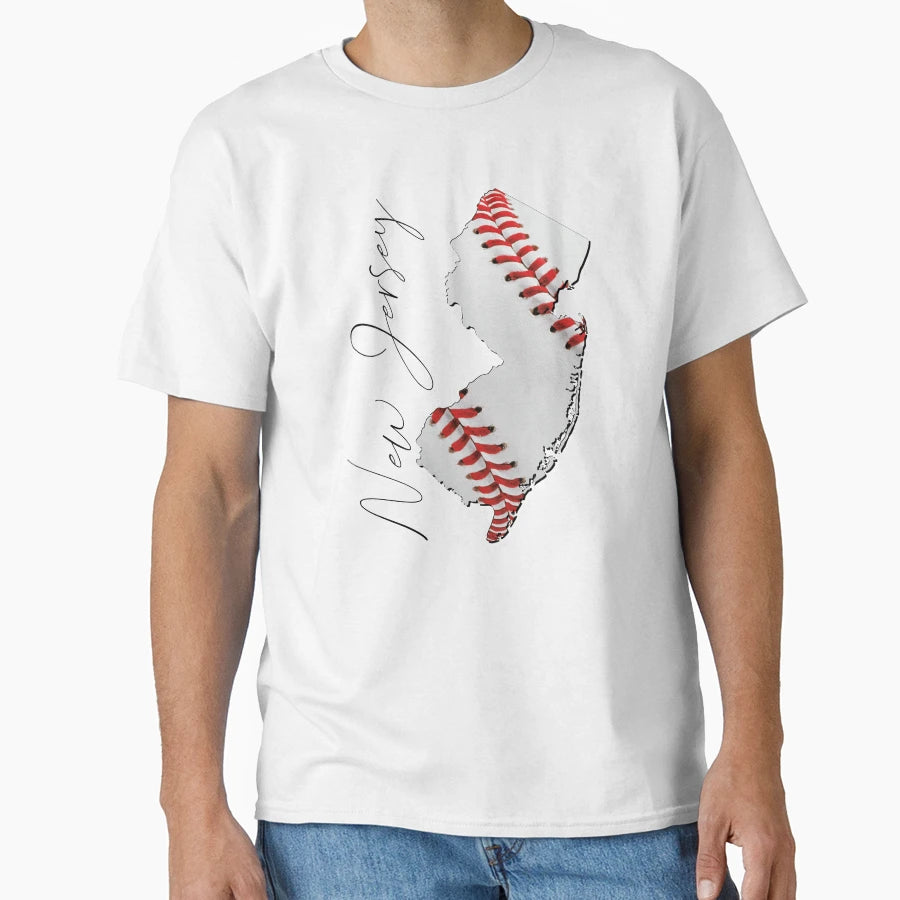 New Jersey Usa Map Real Baseball En T-Shirt - Aesthetic Graphic Unisex - T-Shirt, Sweatshirt, Hoodie