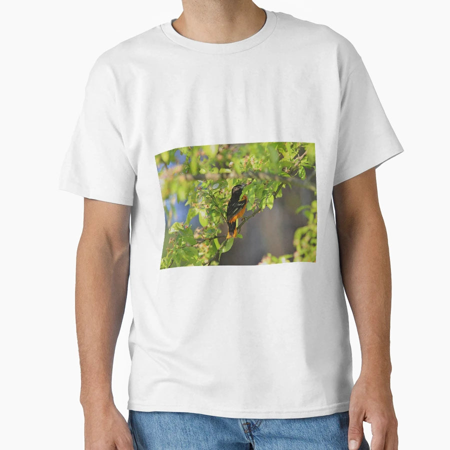 Baltimore Oriole Back View T-Shirt - Custom Art Print Unisex - T-Shirt, Sweatshirt, Hoodie
