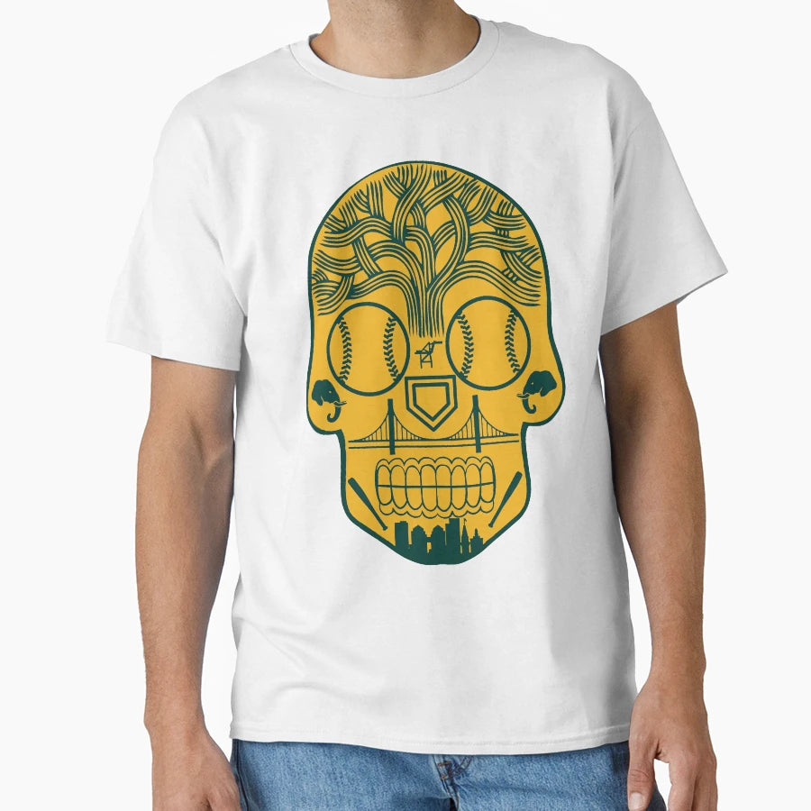 Oakland Baseball Sugar Skull T-Shirt - Streetwear Style Unisex - T-Shirt, Sweatshirt, Hoodie