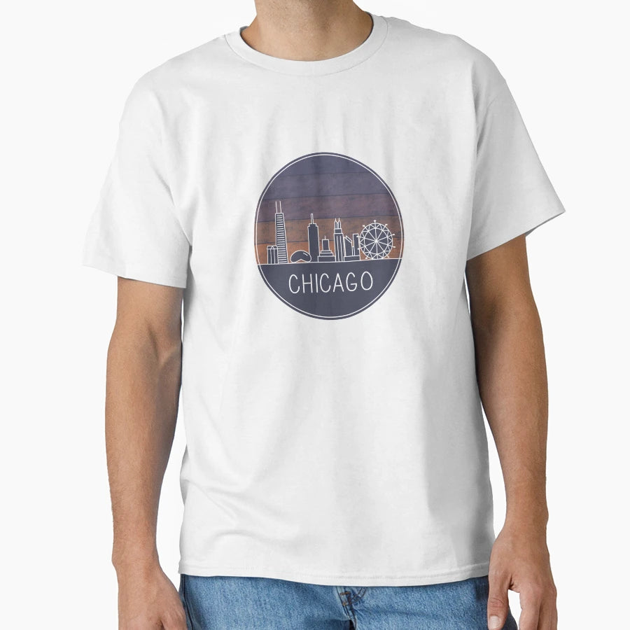 Chicago Skyline Sunset T-Shirt - Custom Art Print Men Women - T-Shirt, Sweatshirt, Hoodie