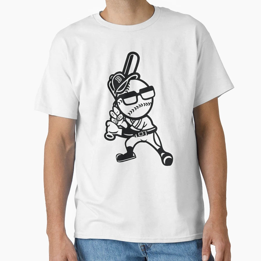 Baseball Lover Cartoon Character T-Shirt - Minimalist Print for Adults - T-Shirt, Sweatshirt, Hoodie