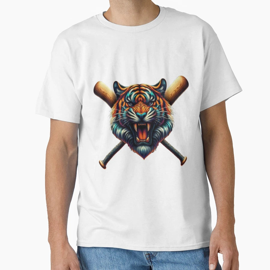 Roaring Baseball Tiger Sporty Wildlife T-Shirt - Unique Graphic for Adults - T-Shirt, Sweatshirt, Hoodie