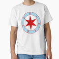 Chicago Flag Star Decal T-Shirt - Fun Novelty Design Men Women - T-Shirt, Sweatshirt, Hoodie