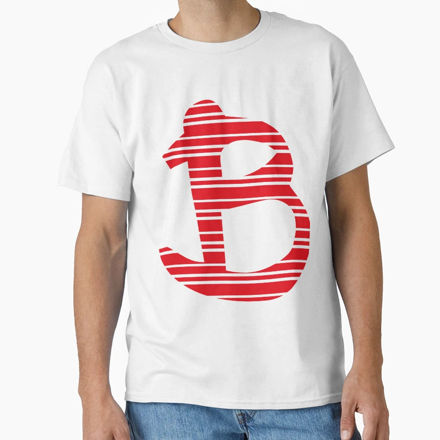 Monogram Letter Red Stripe T-Shirt - Minimalist Print for Adults - T-Shirt, Sweatshirt, Hoodie