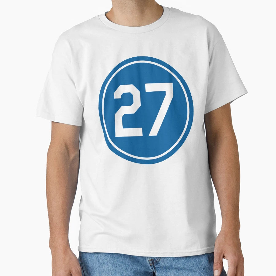 Trevor Bauer 27 Jersey Number T-Shirt - Novelty Apparel for Adults - T-Shirt, Sweatshirt, Hoodie