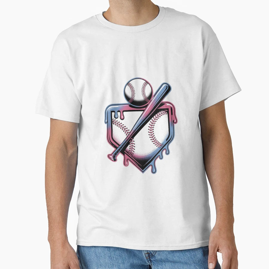 Sport Baseball Home Plate Drip T-Shirt - Minimalist Print for Adults - T-Shirt, Sweatshirt, Hoodie