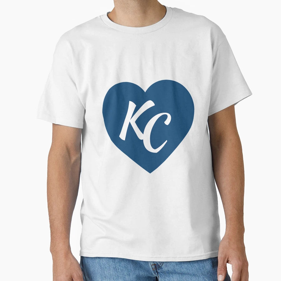 Royal Blue Kc Heart I Love Kansas T-Shirt - Aesthetic Graphic for Adults - T-Shirt, Sweatshirt, Hoodie