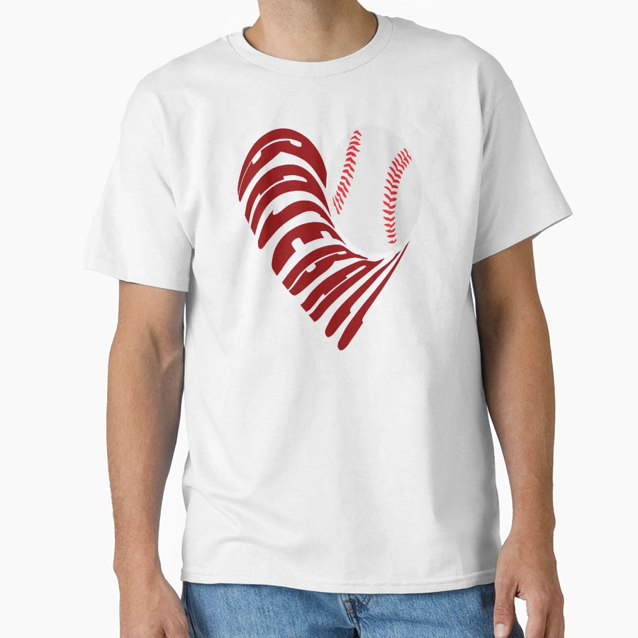 Baseball Love Artistic Red White T-Shirt - Fun Novelty Design Men Women - T-Shirt, Sweatshirt, Hoodie