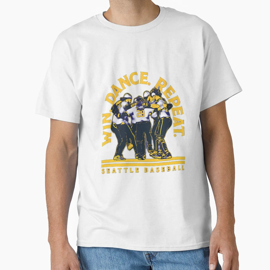 Seattle Baseball Win Dance Repeat 2025 T-Shirt - Graphic Print Men Women - T-Shirt, Sweatshirt, Hoodie