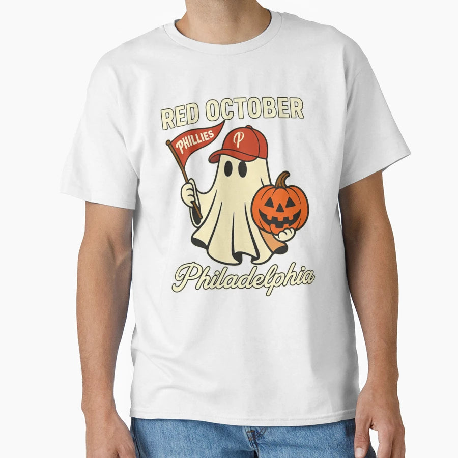 Phillies Ghost Pumpkin T-Shirt - Aesthetic Graphic Unisex - T-Shirt, Sweatshirt, Hoodie