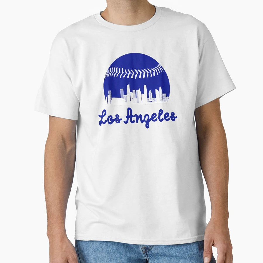 Blue Baseball Los Angeles Skyline T-Shirt - Minimalist Print Men Women - T-Shirt, Sweatshirt, Hoodie