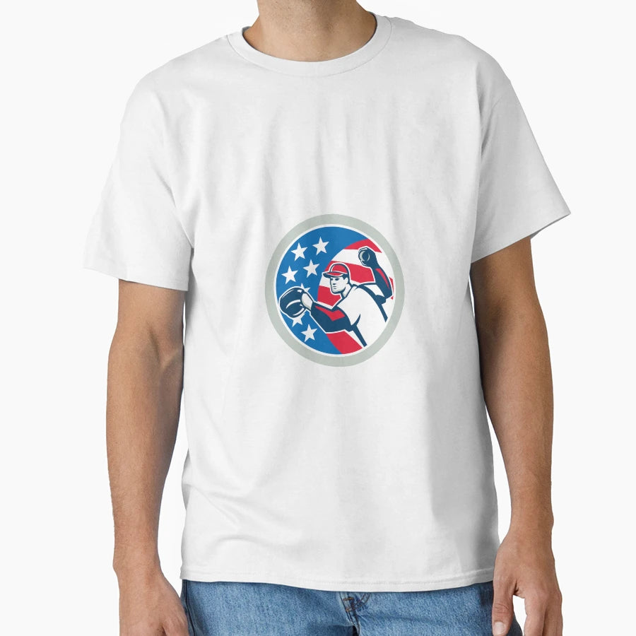 American Baseball Pitcher Throwing T-Shirt - Custom Art Print for Adults - T-Shirt, Sweatshirt, Hoodie