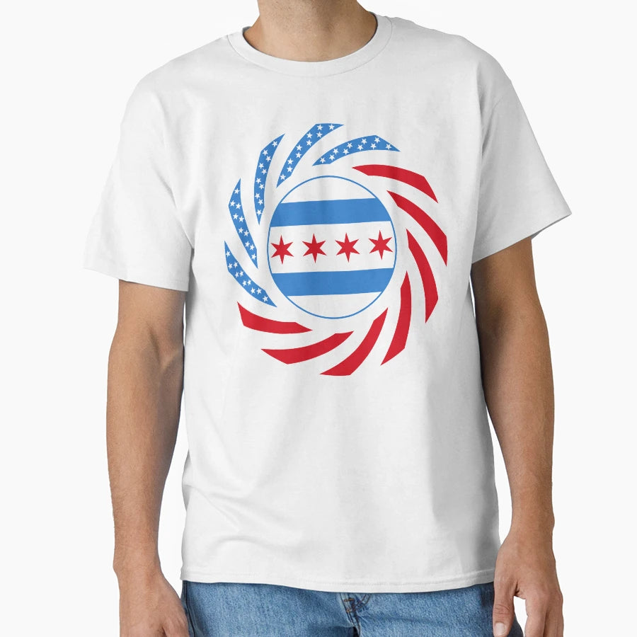 Chicago Murican Patriot Flag Series T-Shirt - Aesthetic Graphic for Adults - T-Shirt, Sweatshirt, Hoodie