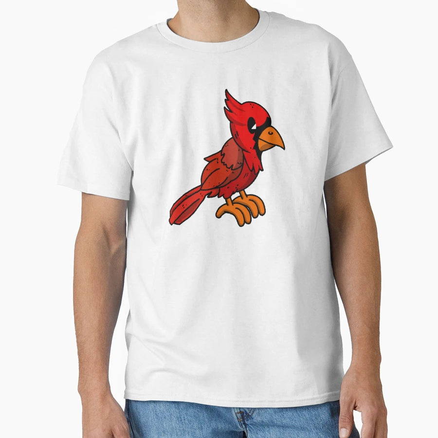 Cartoon Cardinal Bird Art T-Shirt - Aesthetic Graphic for Adults - T-Shirt, Sweatshirt, Hoodie