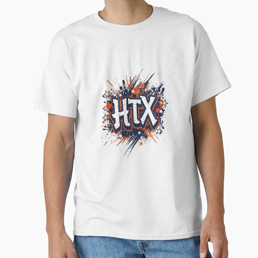 Houston Baseball Ink Splatter T-Shirt - Custom Art Print Men Women - T-Shirt, Sweatshirt, Hoodie