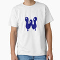 Glossy Dark Blue Liquid Letter W T-Shirt - Trendy Graphic Men Women - T-Shirt, Sweatshirt, Hoodie