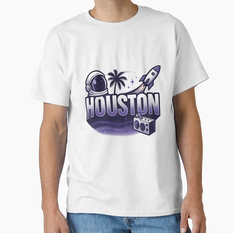 Houston Astronaut T-Shirt - Custom Art Print Unisex - T-Shirt, Sweatshirt, Hoodie