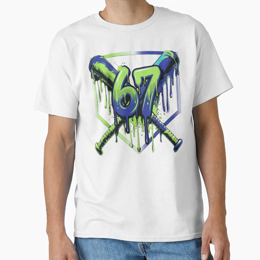 Number 67 Melting Ice Cream Drip T-Shirt - Fun Novelty Design Men Women - T-Shirt, Sweatshirt, Hoodie