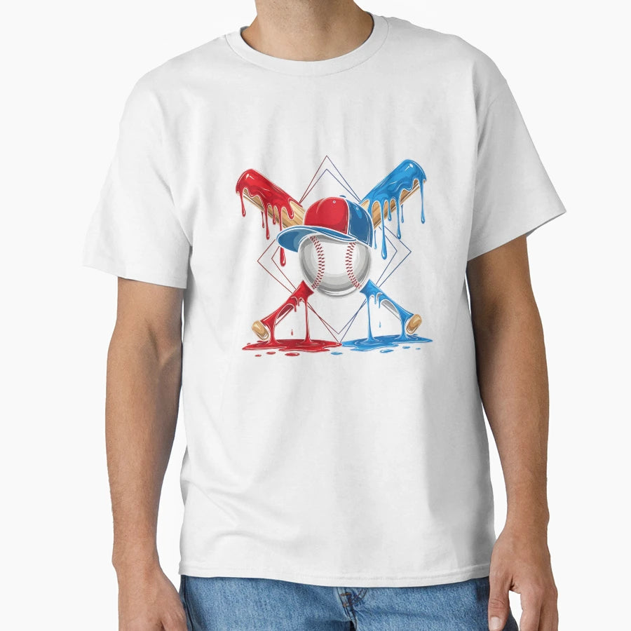 American Baseball Drip Graffiti Ball T-Shirt - Casual Everyday Wear Unisex - T-Shirt, Sweatshirt, Hoodie